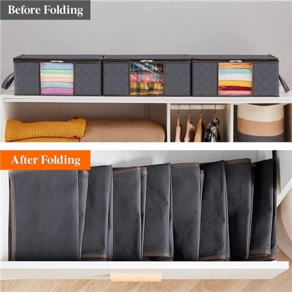Foldable Storage with Sturdy Fabric Clear Window 3 Pack, 35L, Grey - Picture 5 of 5
